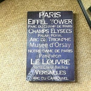 Paris Eiffel Tower wall hang art decor navy and white print